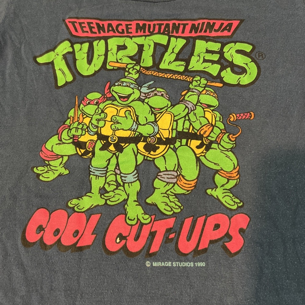 Vintage 1990s Teenage Mutant Ninja Turtles Kids T-shirt Mirage Studios Jerzees - Picture 2 of 10